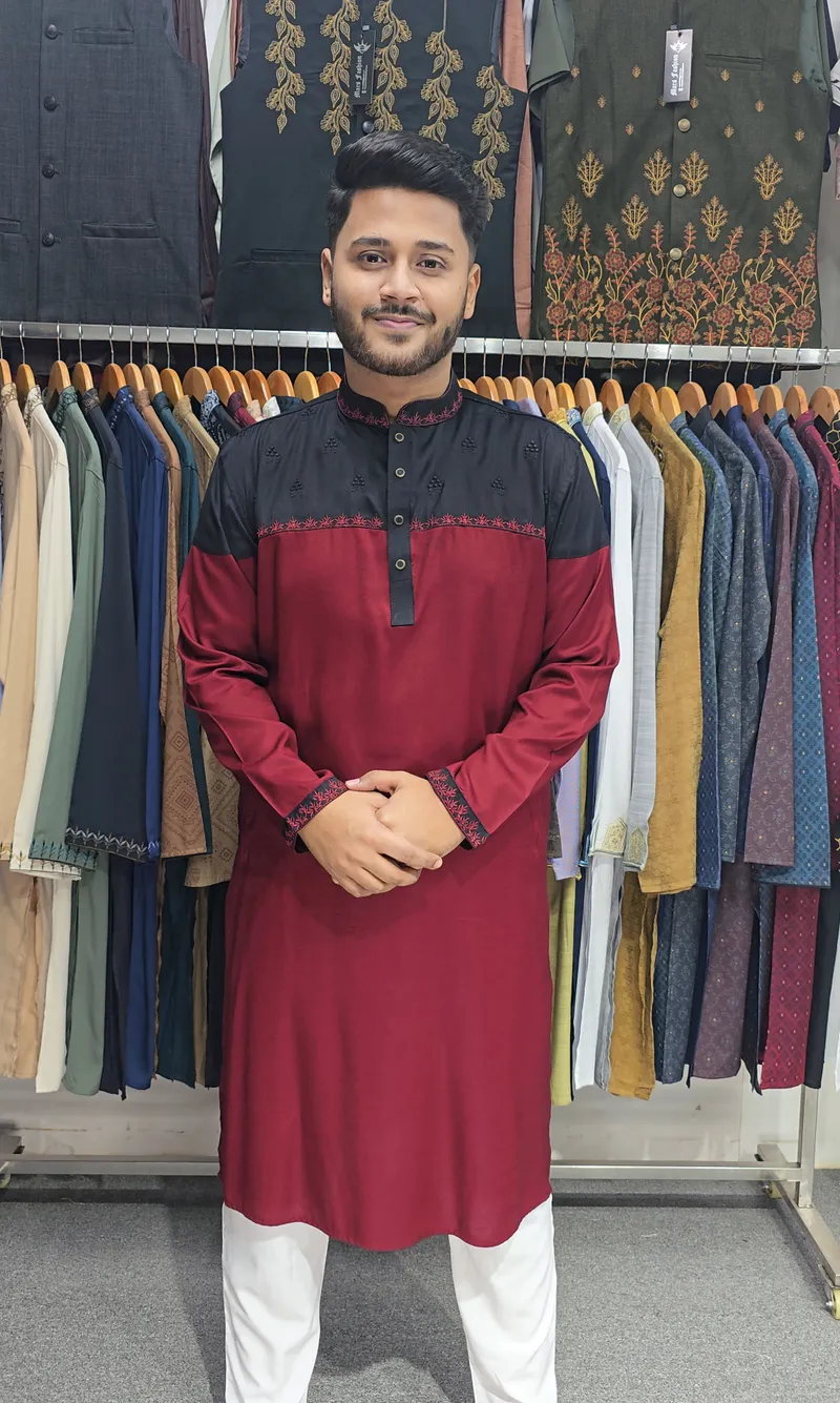 Embroidery+Contrast Punjabi-1