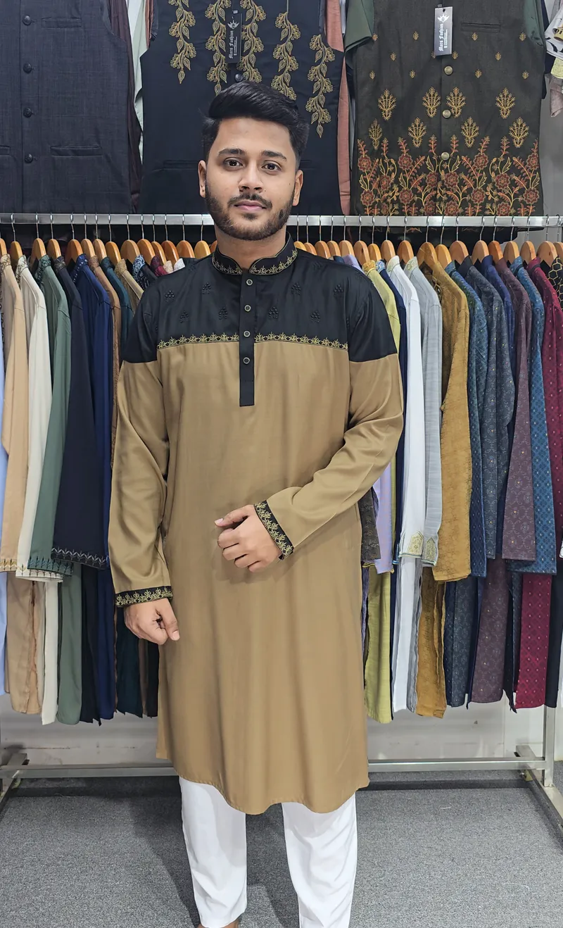 Embroidery+Contrast Punjabi-4