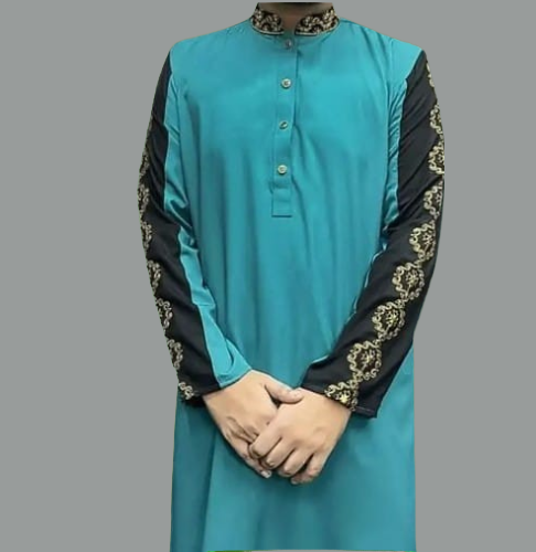 Embroidery sleeve Contrast Punjabi-1