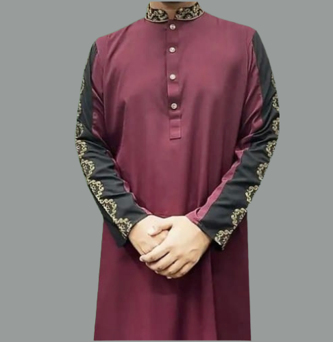 Embroidery sleeve Contrast Punjabi-2