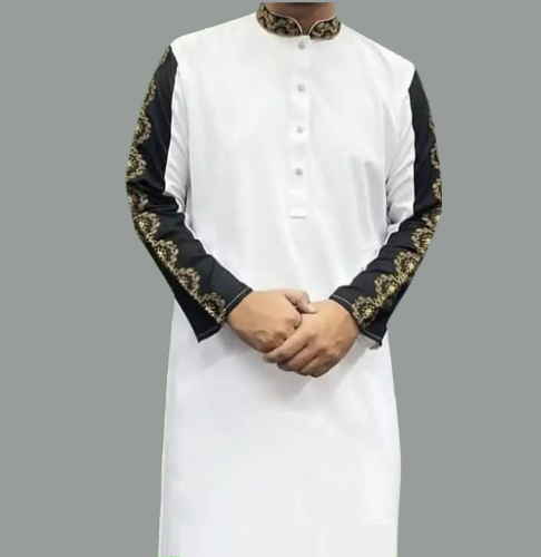 Embroidery sleeve Contrast Punjabi-3