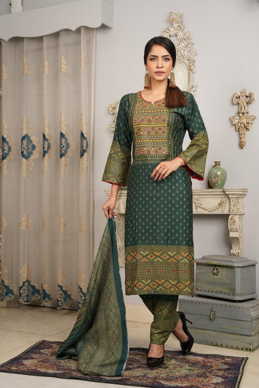 Embroidery Three Piece-4